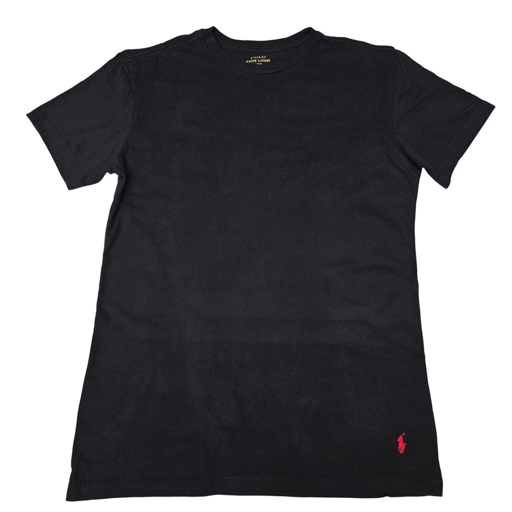 Polo Ralph Lauren Mens Slim Fit T-Shirt Black Red Pony Logo Large Basic Tee